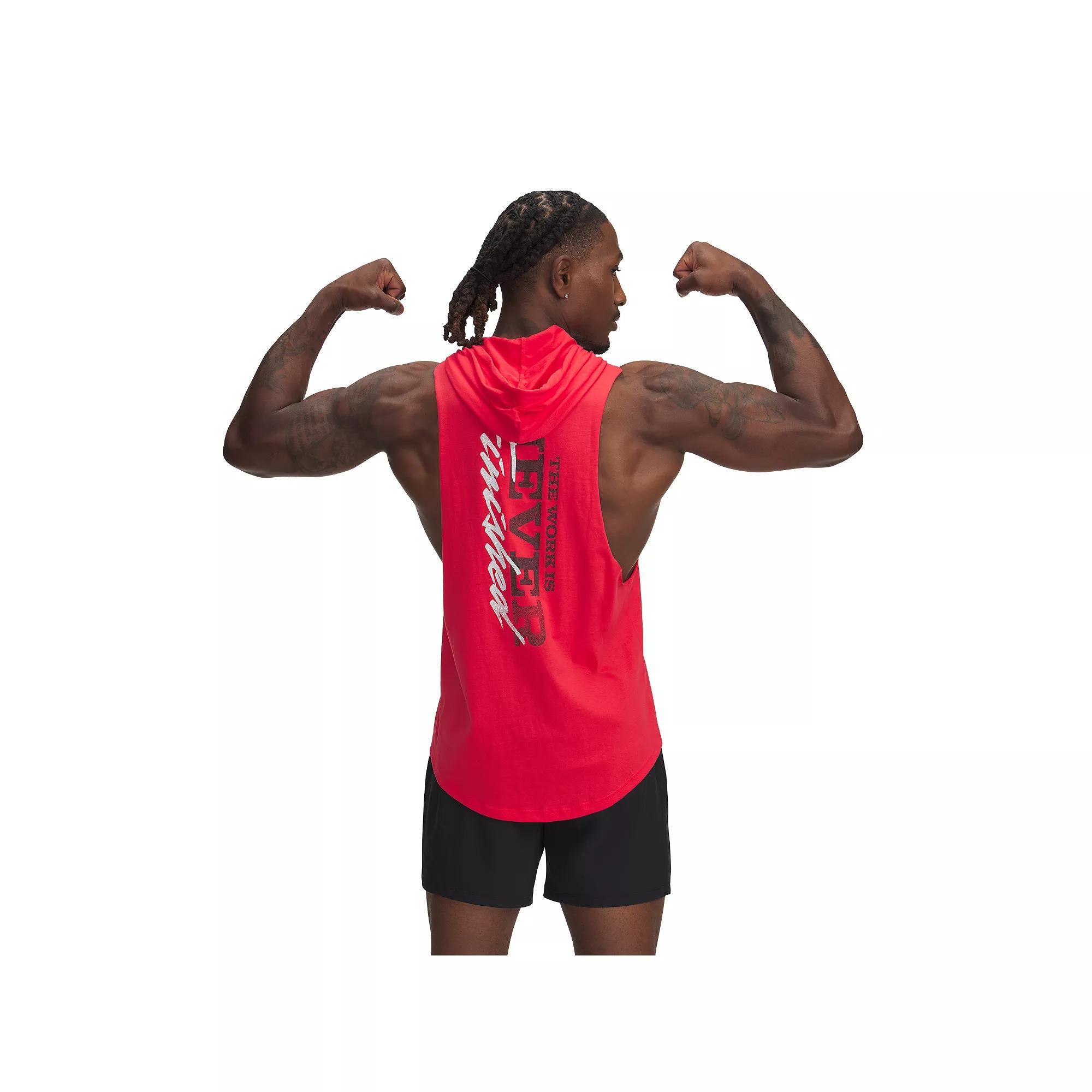 Men's Under Armour Project Rock Sleeveless Hoodie, Size: Large, Lava Red Product Image