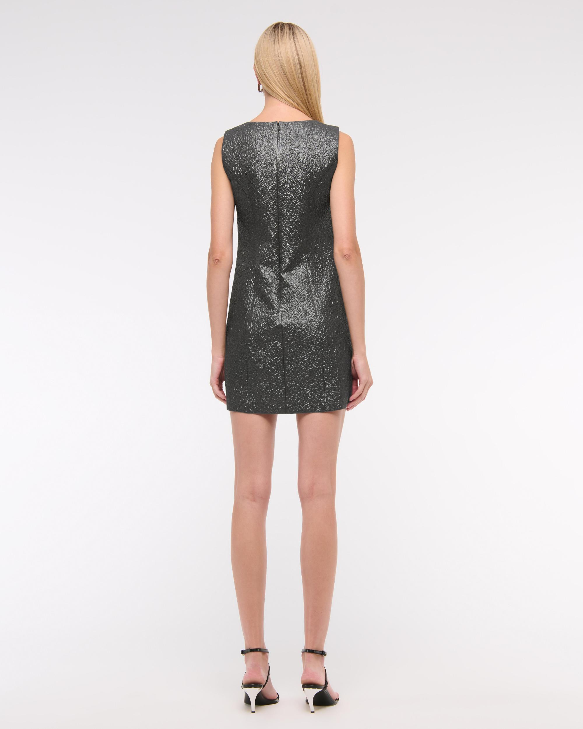 Metallic High-Neck Shift Mini Dress Product Image