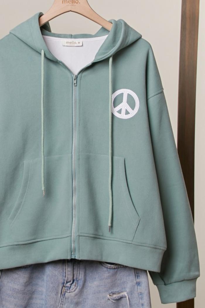 Peace Love Zip Up Hoodie Product Image