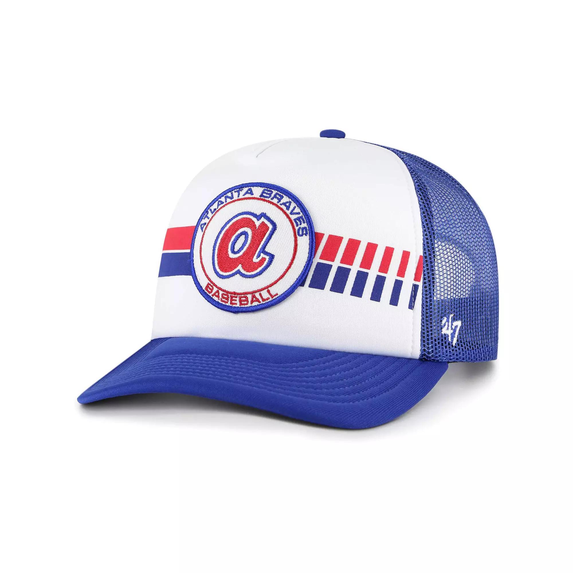 Mens 47 White/Royal Atlanta Braves Cooperstown Collection Wax Pack Express Trucker Adjustable Hat Product Image