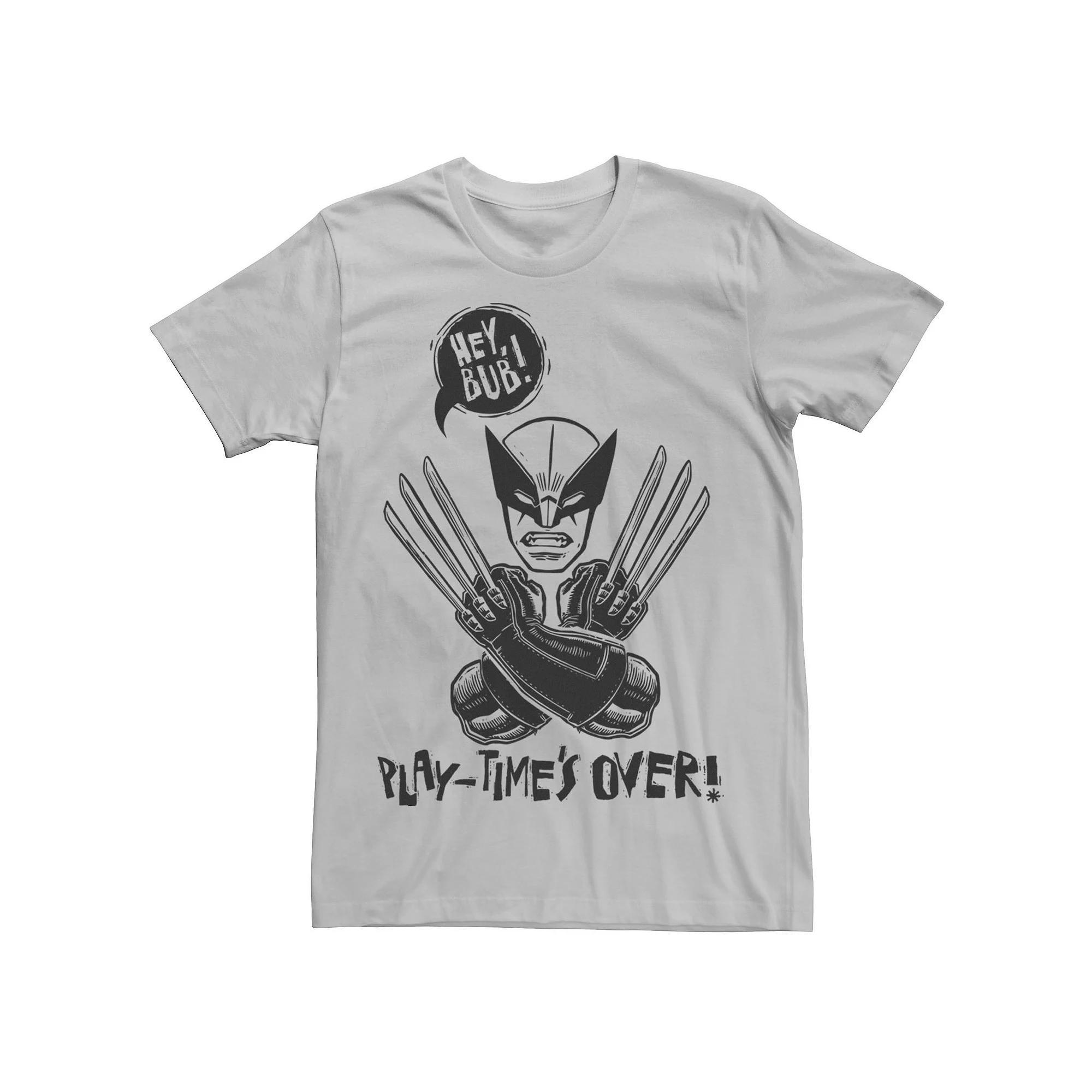 Men's Marvel Wolverine Play Times Over Tee, Size: Large, Silver Product Image