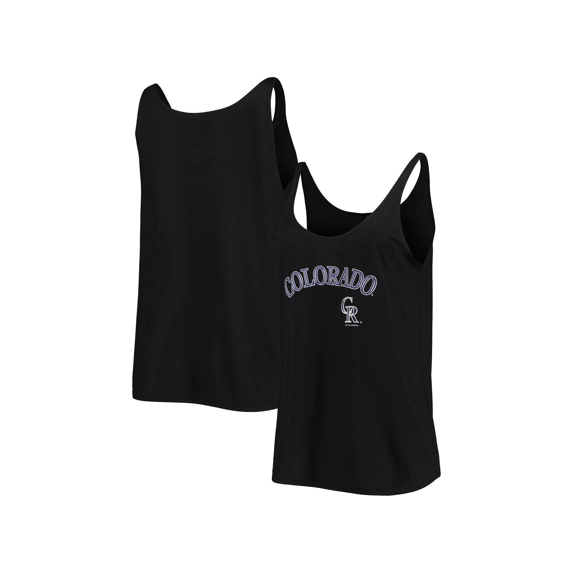 Women's Soft as a Grape Black Colorado Rockies Slouchy Tank Top, Size: Medium Product Image