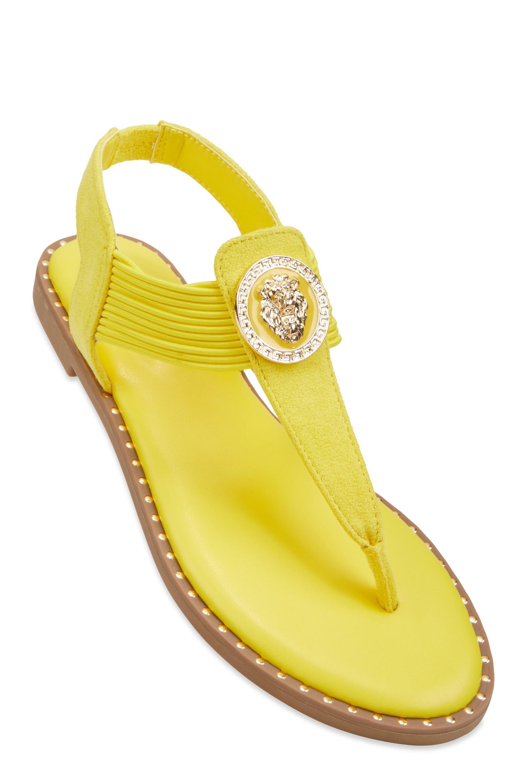 Womens Lion Pendant Corded Thong Sandals Product Image