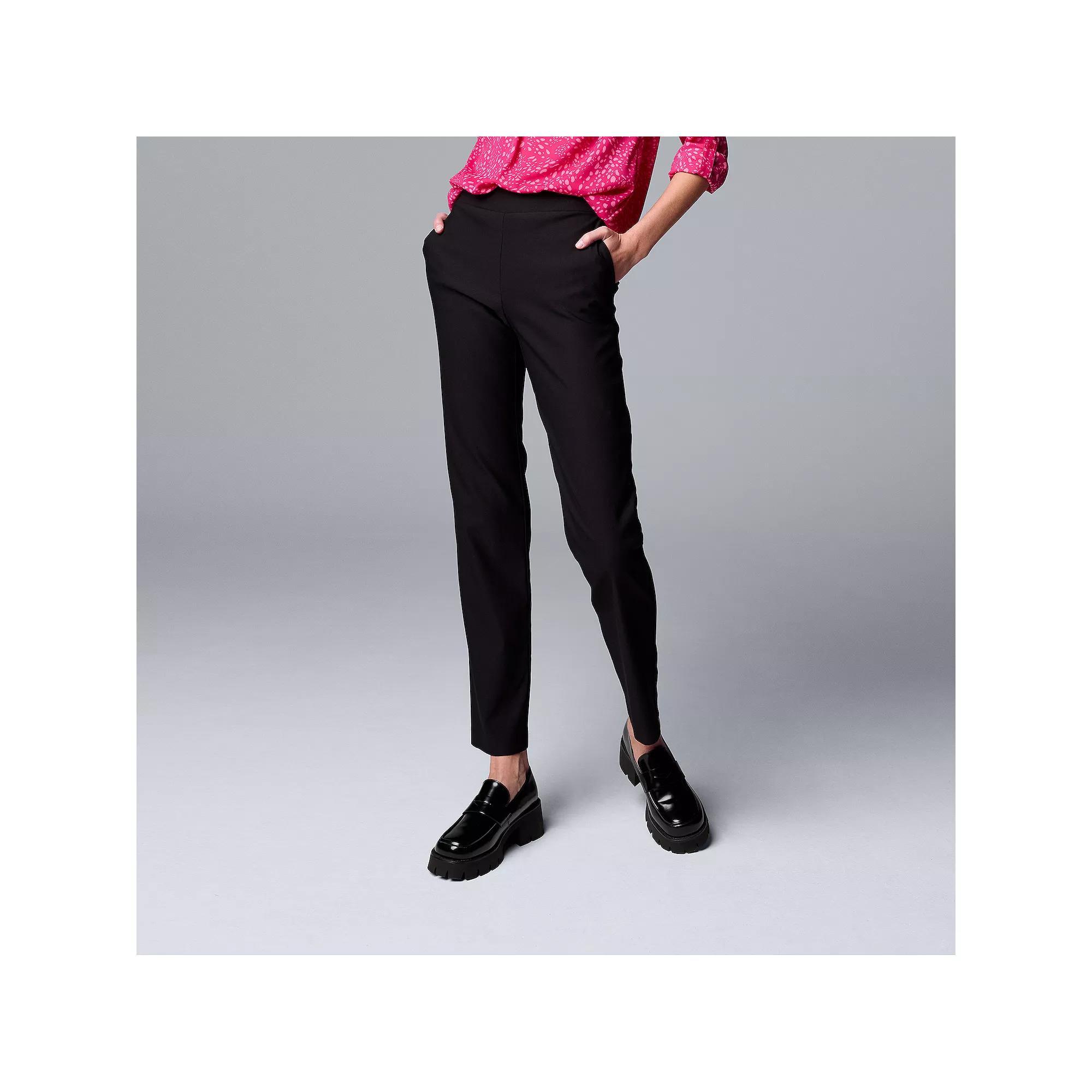 Women's Simply Vera Vera Wang Modern Slim Straight Pants, Size: Small Short, Black Product Image
