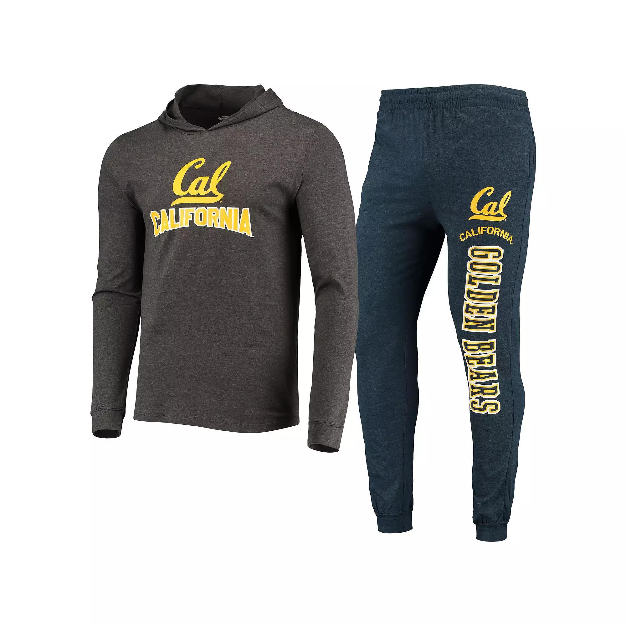 Men's Concepts Sport Navy/Charcoal Cal Bears Meter Long Sleeve Hoodie T-Shirt & Jogger Pants Sleep Set, Size: XL, Blue Product Image