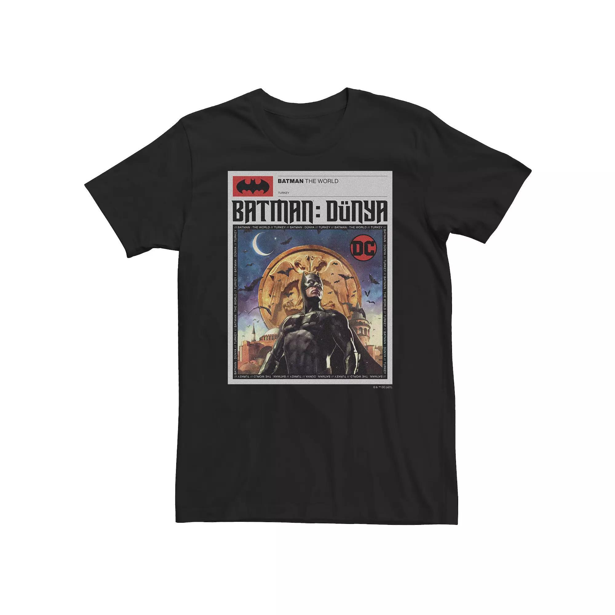 Big & Tall DC Comics Batman: The World Turkey News Poster Tee, Men's, Size: XL Tall, Black Product Image