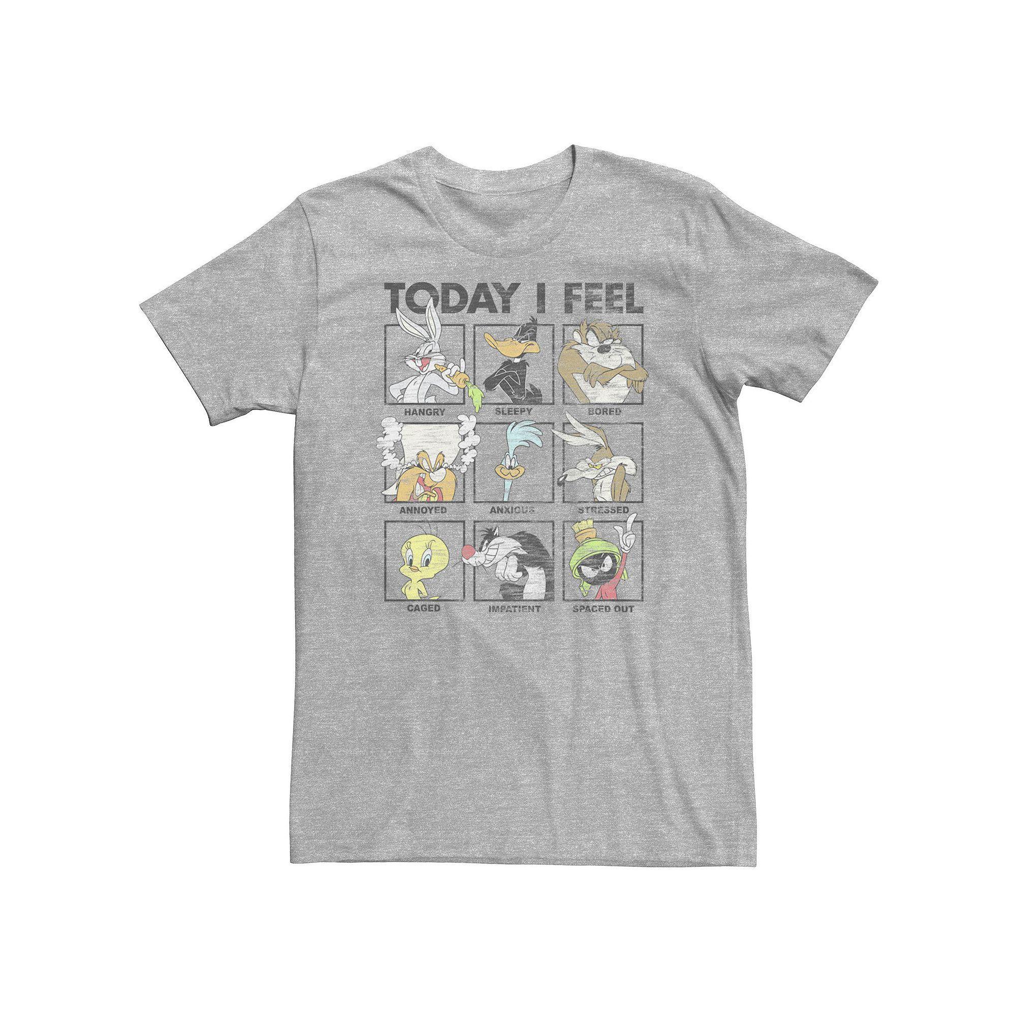 Big & Tall Looney Tunes Group Shot Today I Feel Panels Tee, Men's, Size: 4XL, Athletic Grey Product Image