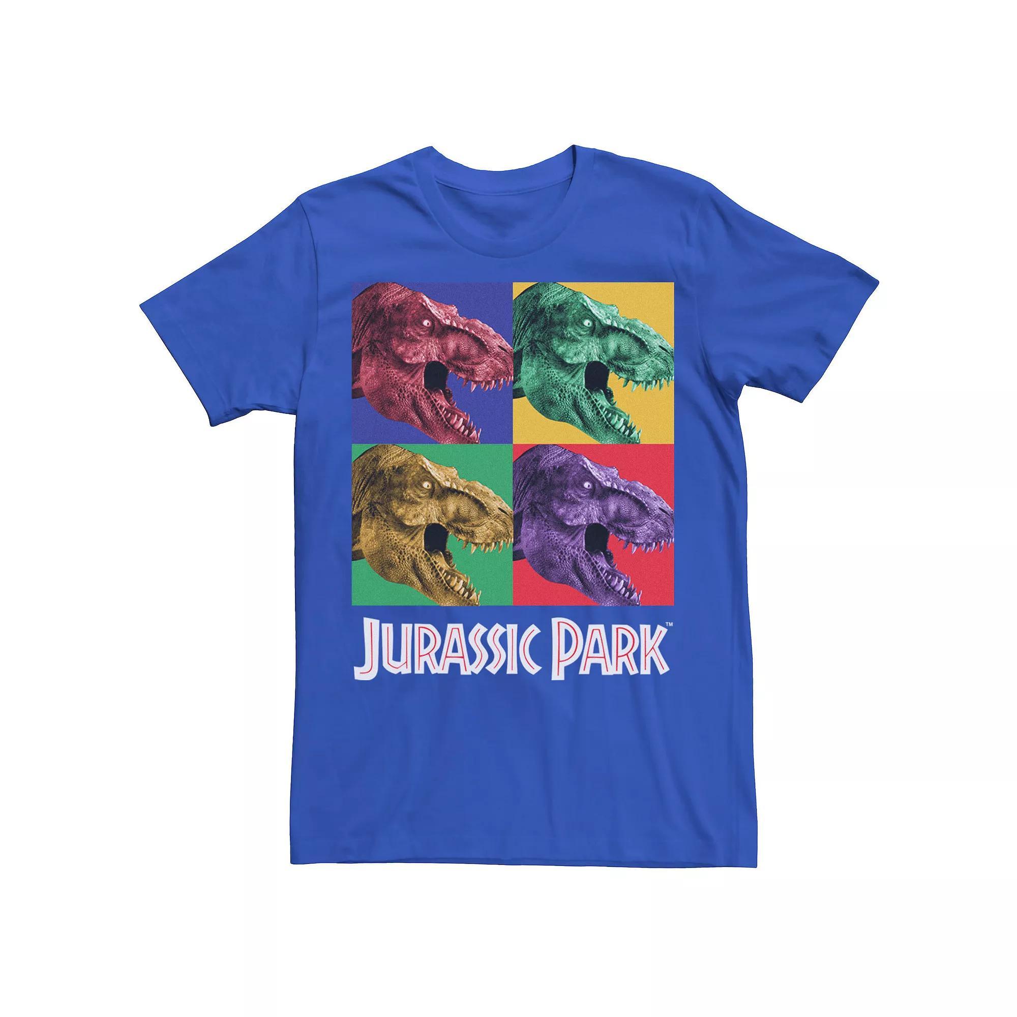 Men's Jurassic Park Four Square Dino Pop Art Style Tee, Size: 3XL, Blue Hthr Product Image
