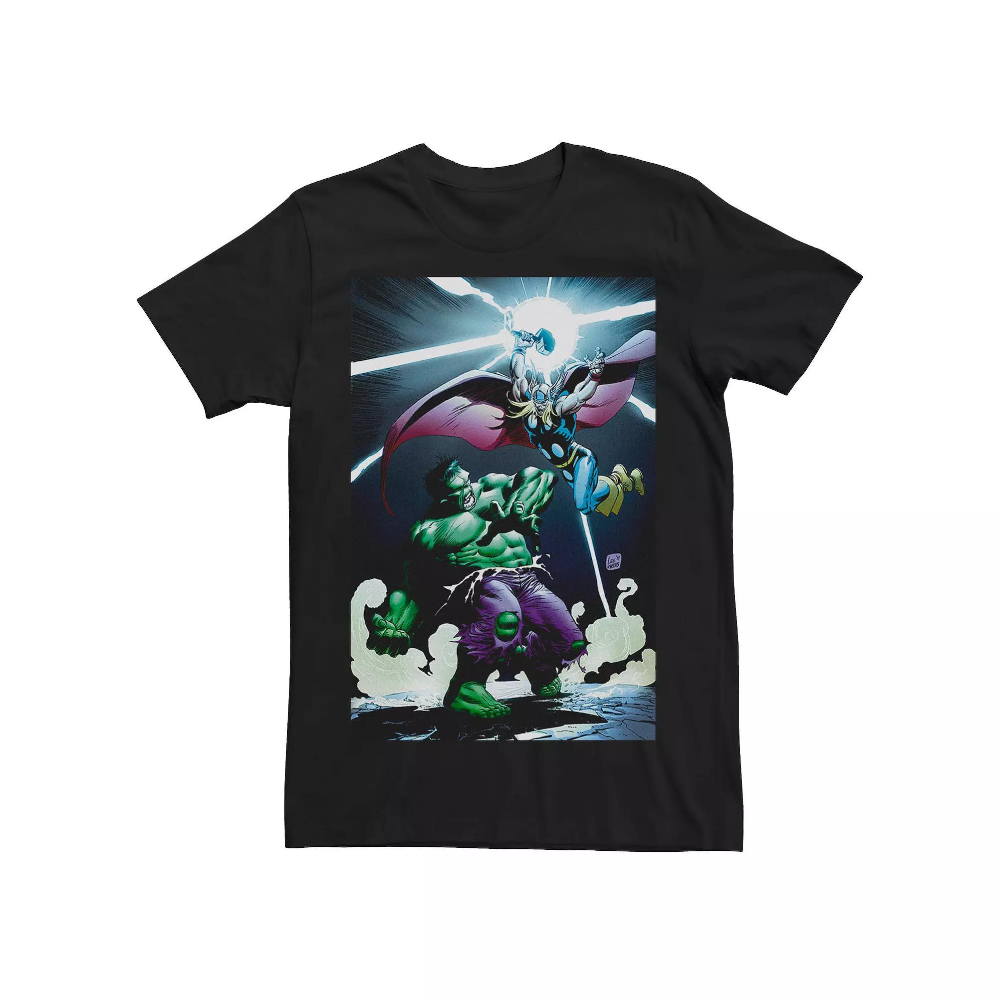 Men's Marvel Thor vs Hulk Mjolnir Smash Tee, Size: 3XL, Black Product Image