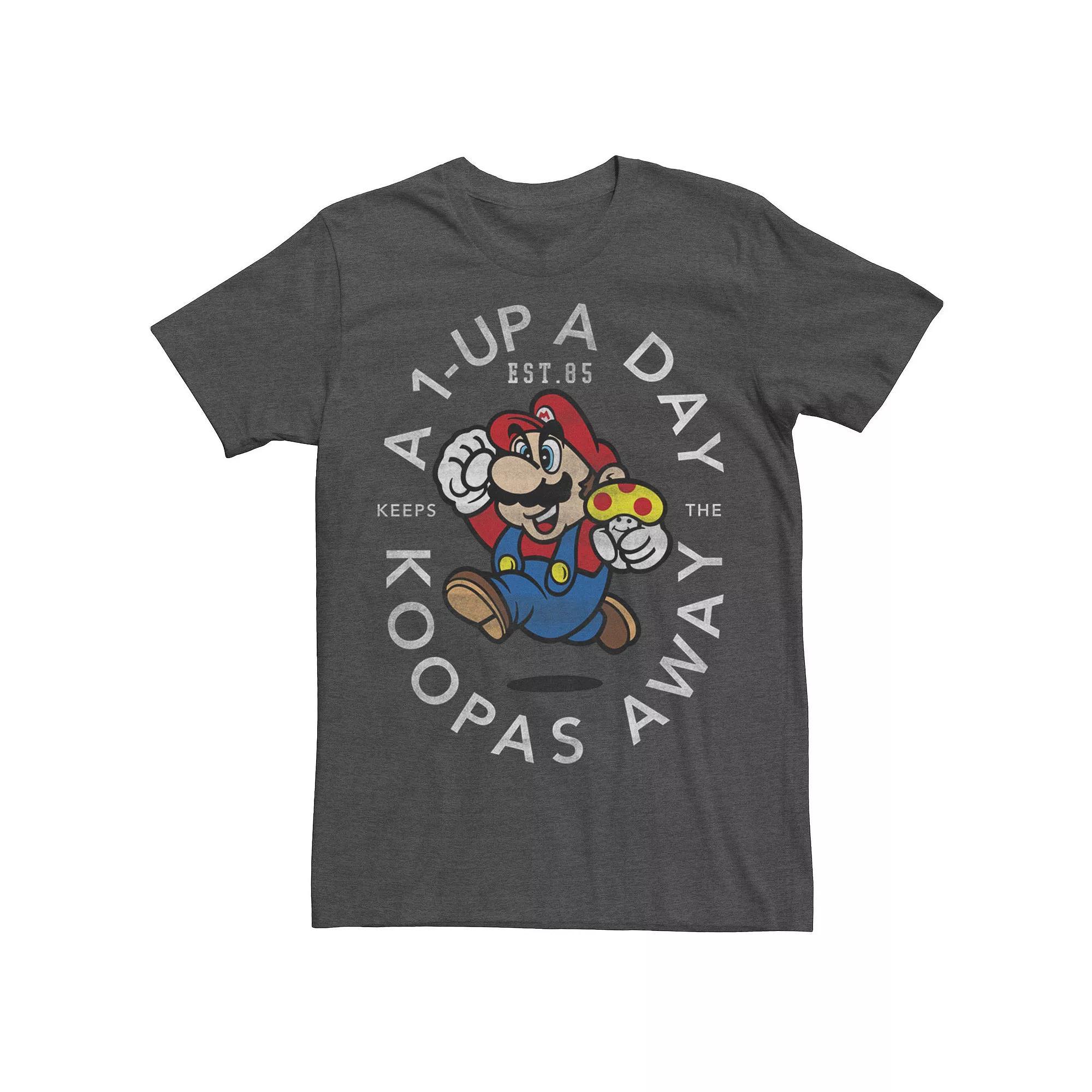 Men's Nintendo Super Mario 1-Up A Day Tee, Size: XXL, Grey Heather Product Image