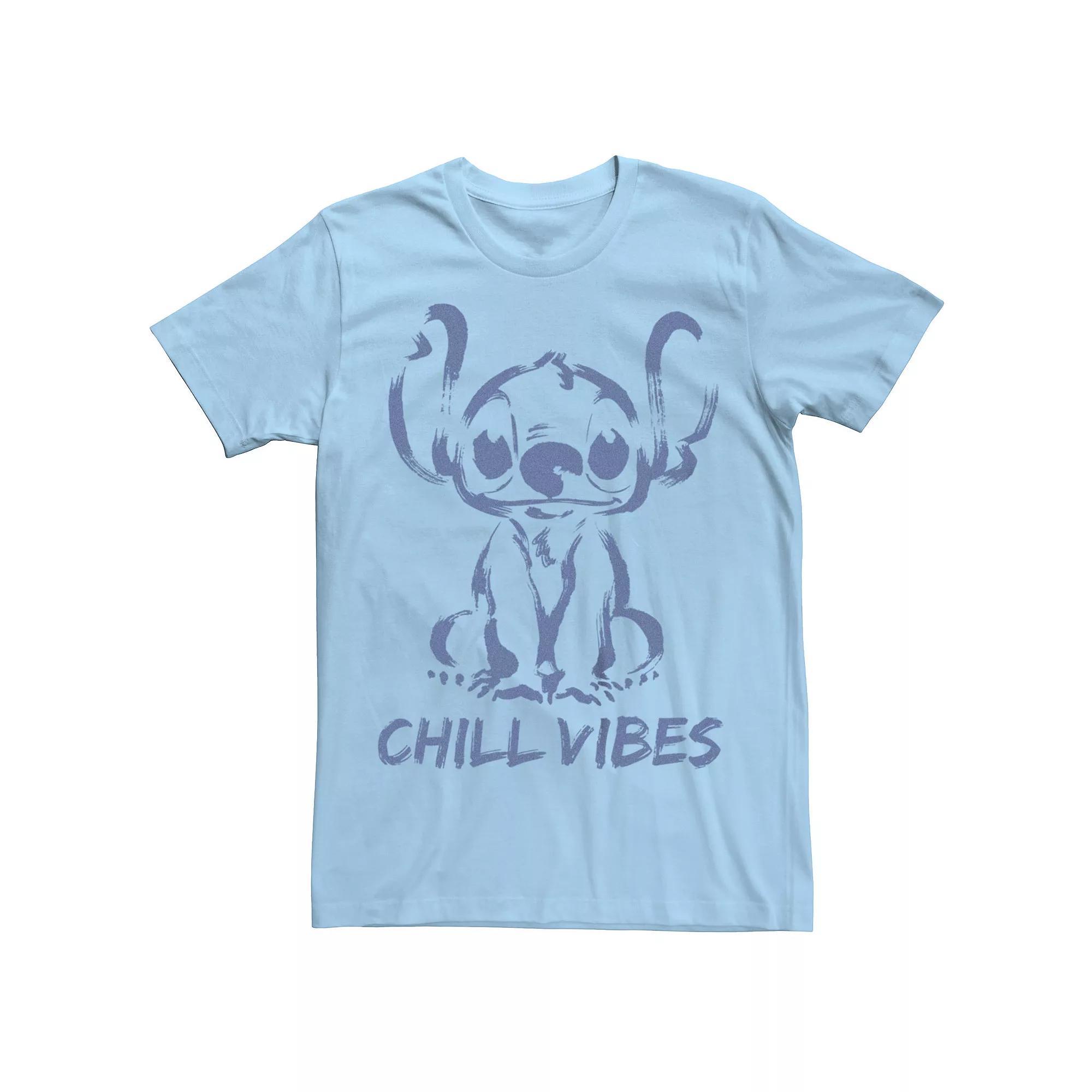 Disney's Lilo & Stitch Men's Chill Vibes Brush Tee, Size: Small, Light Blue Product Image