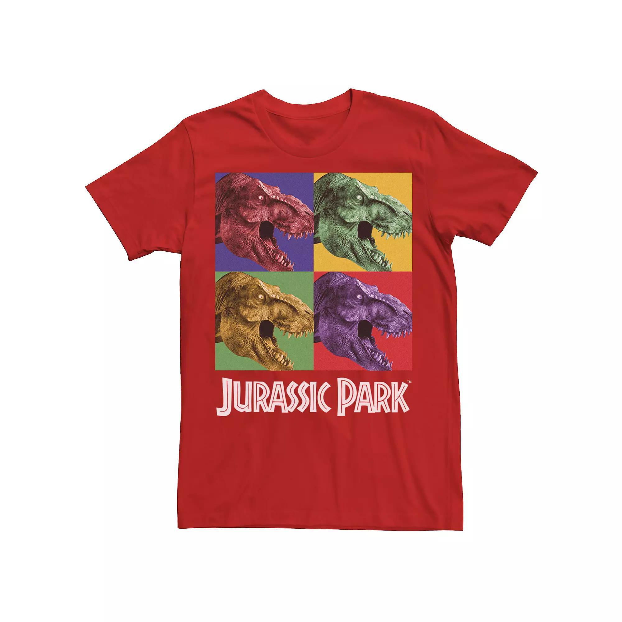 Men's Jurassic Park Four Square Dino Pop Art Style Tee, Size: 3XL, Blue Hthr Product Image