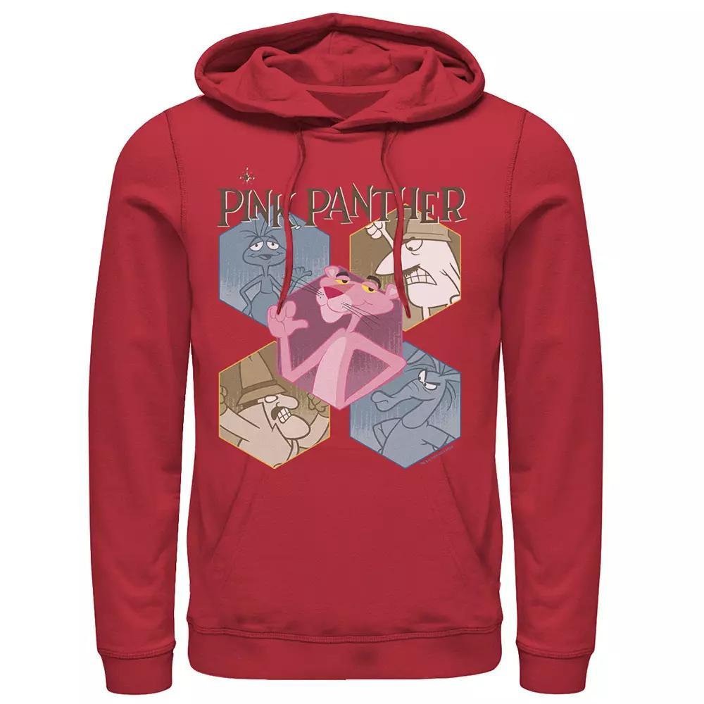 Men's Pink Panther Hexagonal Portraits Graphic Hoodie, Size: Large, Red Product Image