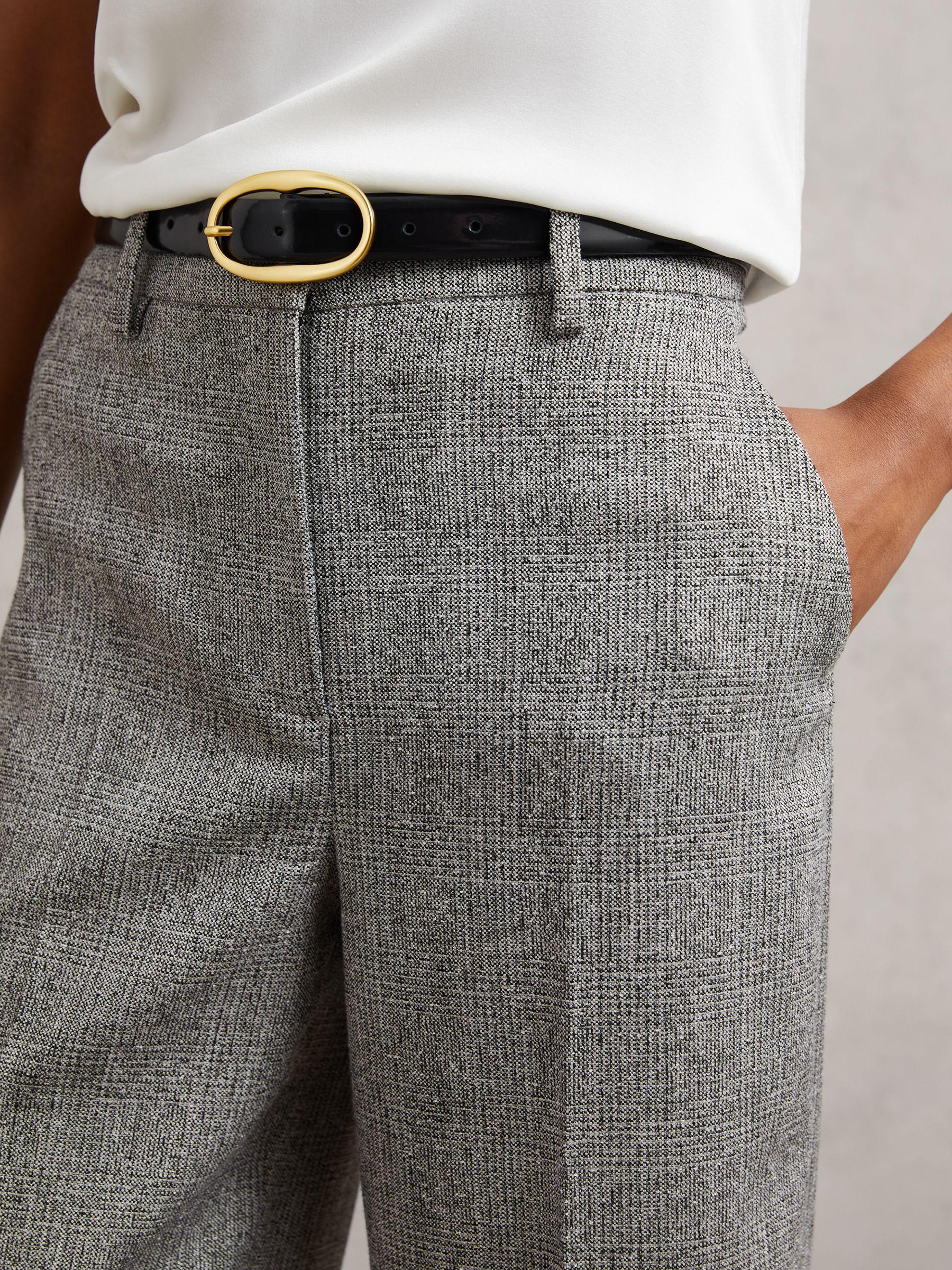 Wide-Leg Textured Suit Trousers in Grey Product Image