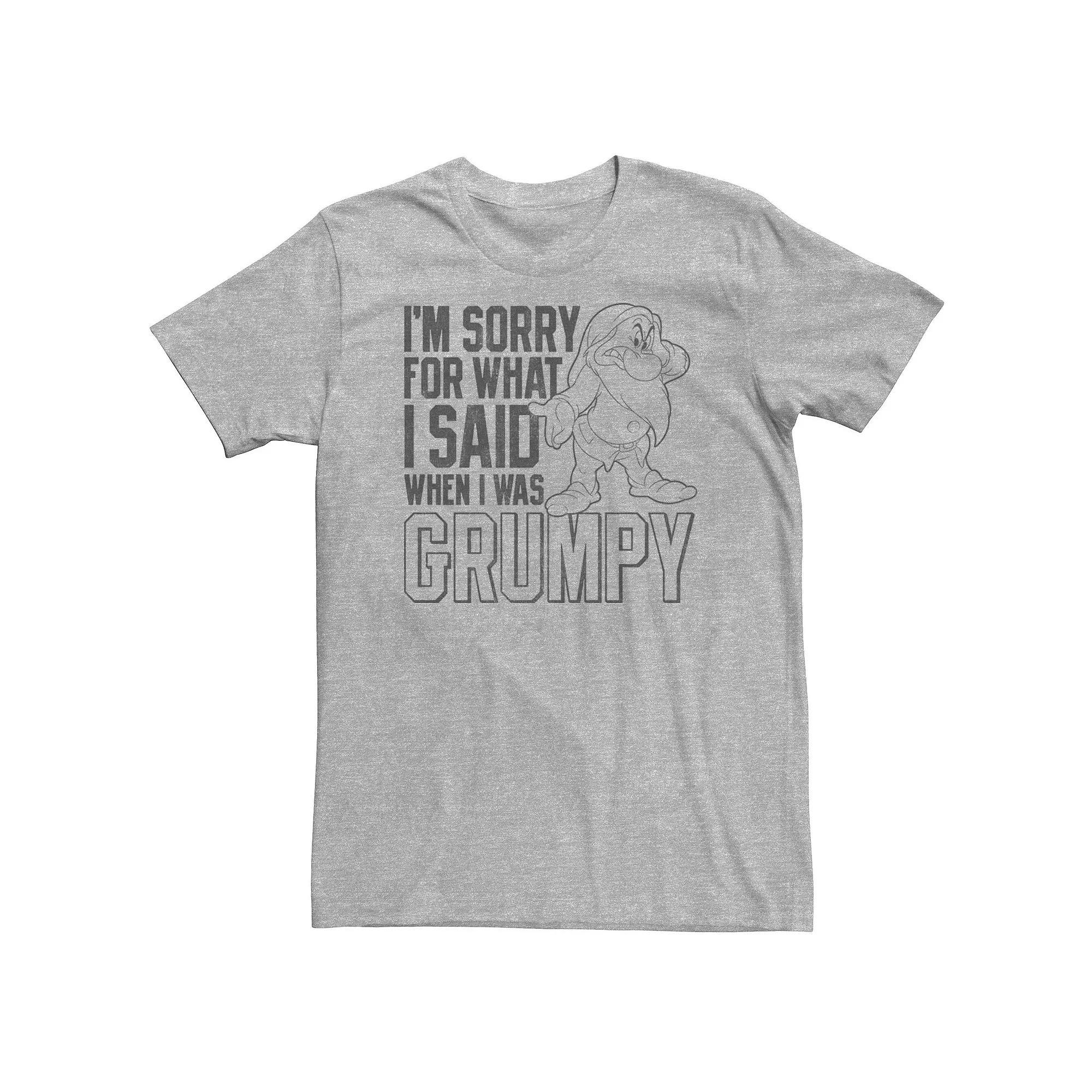 Big & Tall Disney Snow White Grumpy I'm Sorry For What I Said Tee, Men's, Size: 4XL, Athletic Grey Product Image