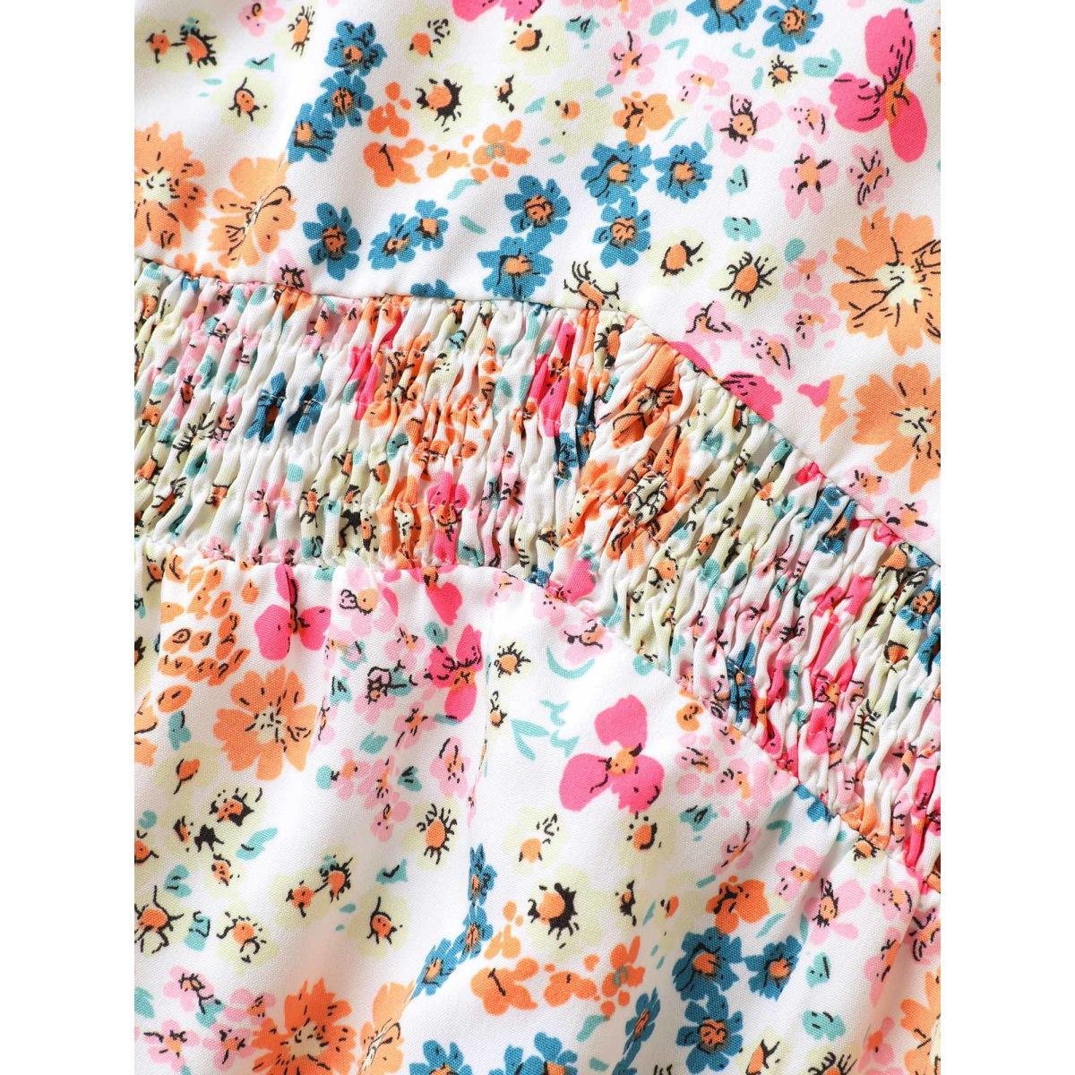 Plus Size Sweet Floral Print Lace Neck Midi Dress Lightpink Women V-neck Short sleeve Curvy BloomChic 28/5X Product Image
