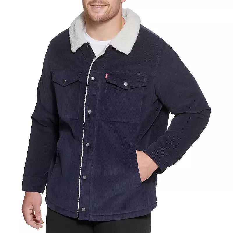 Big & Tall Levi's® Classic Corduroy Sherpa-Lined Trucker Jacket, Men's, Size: Large Tall, Black Product Image