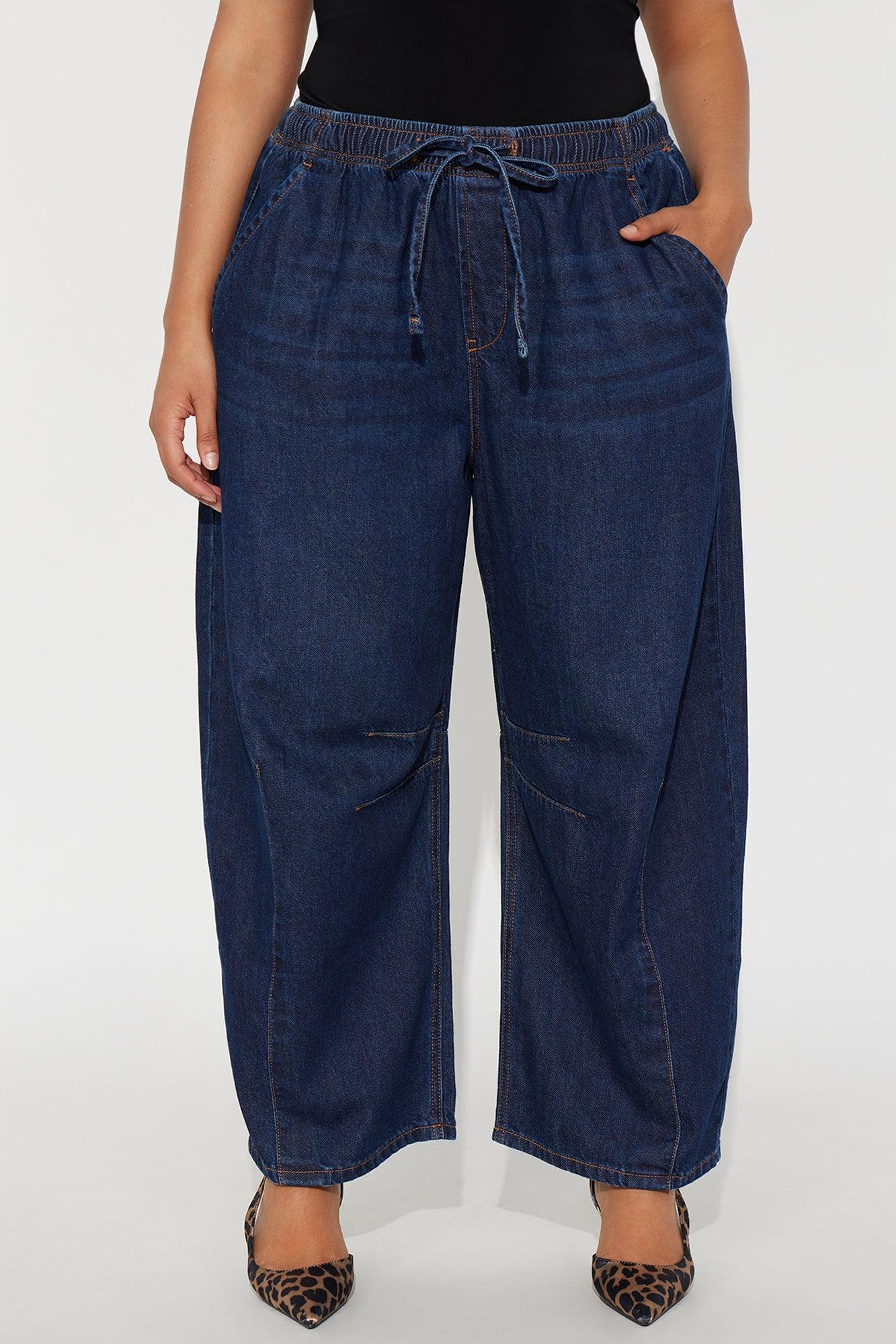 I'm Flattered Tie Waist Wide Leg Jeans - Dark Wash Female Product Image
