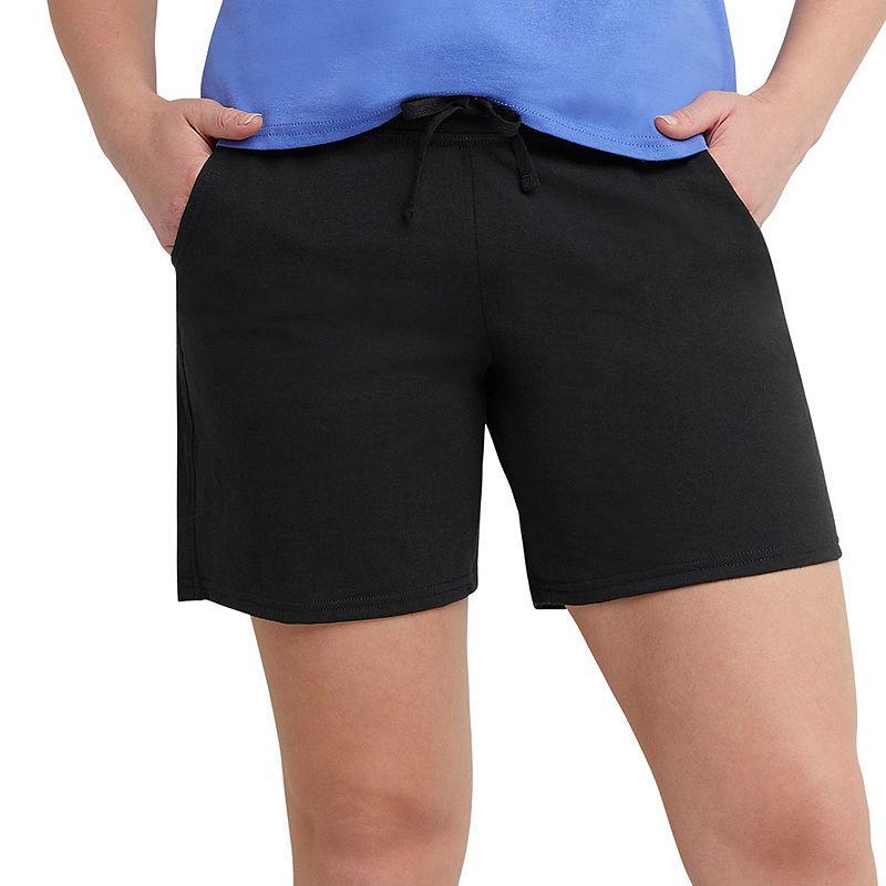 Women's Hanes® Jersey Drawstring Shorts, Size: XL, Light Silver Product Image