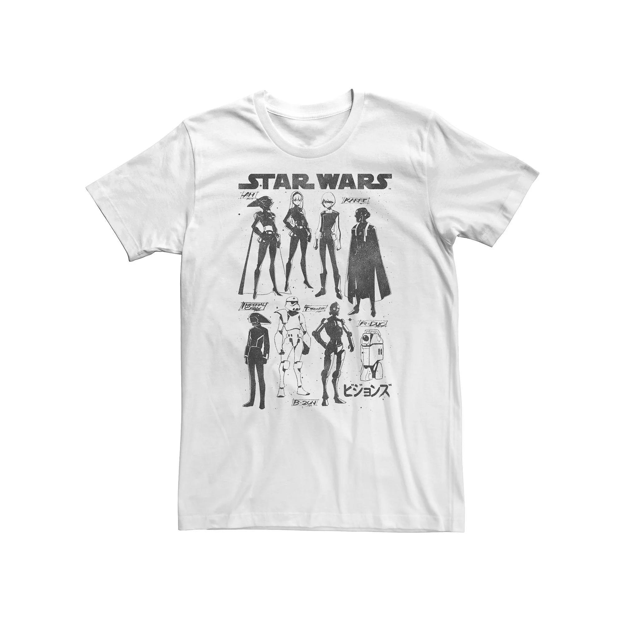 Big & Tall Star Wars: Visions Kanji Style Character Grid Tee, Men's, Size: 4XLT, White Product Image
