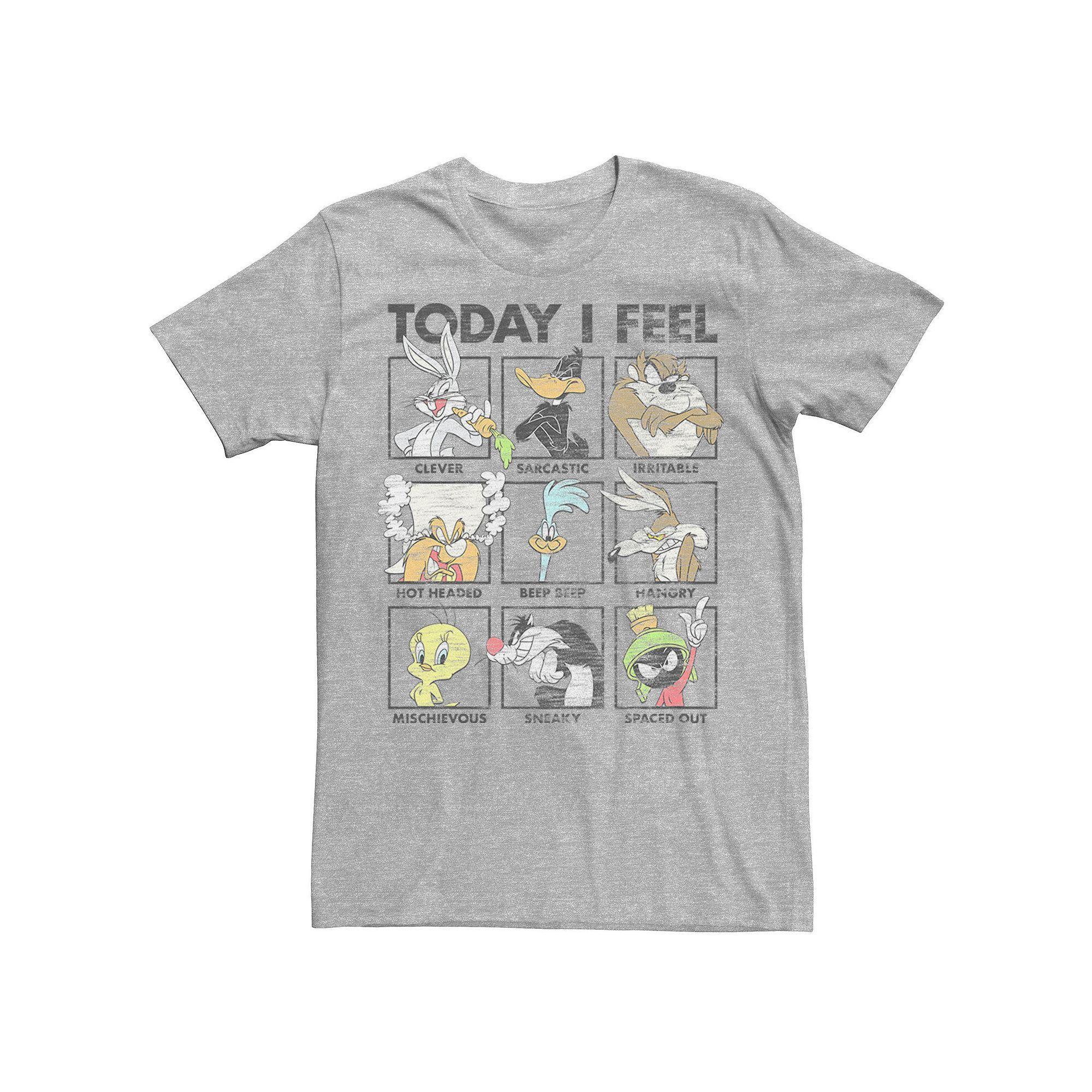 Men's Looney Tunes Today I Feel Group Box Up Tee, Size: Medium, Athletic Grey Product Image