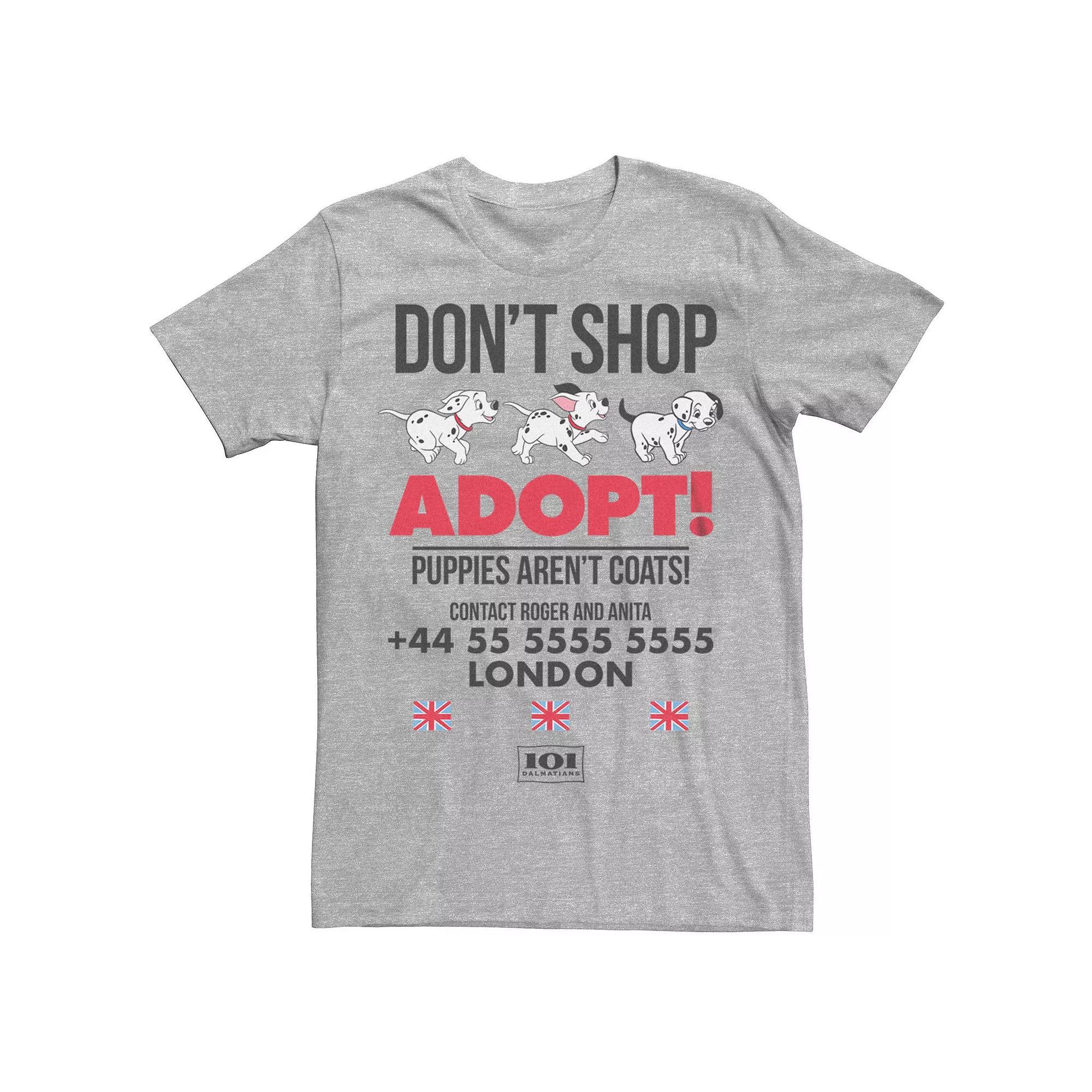 Disney's 101 Dalmatians Men's Don't Shop Adopt Ad Tee, Size: XS, Athletic Grey Product Image