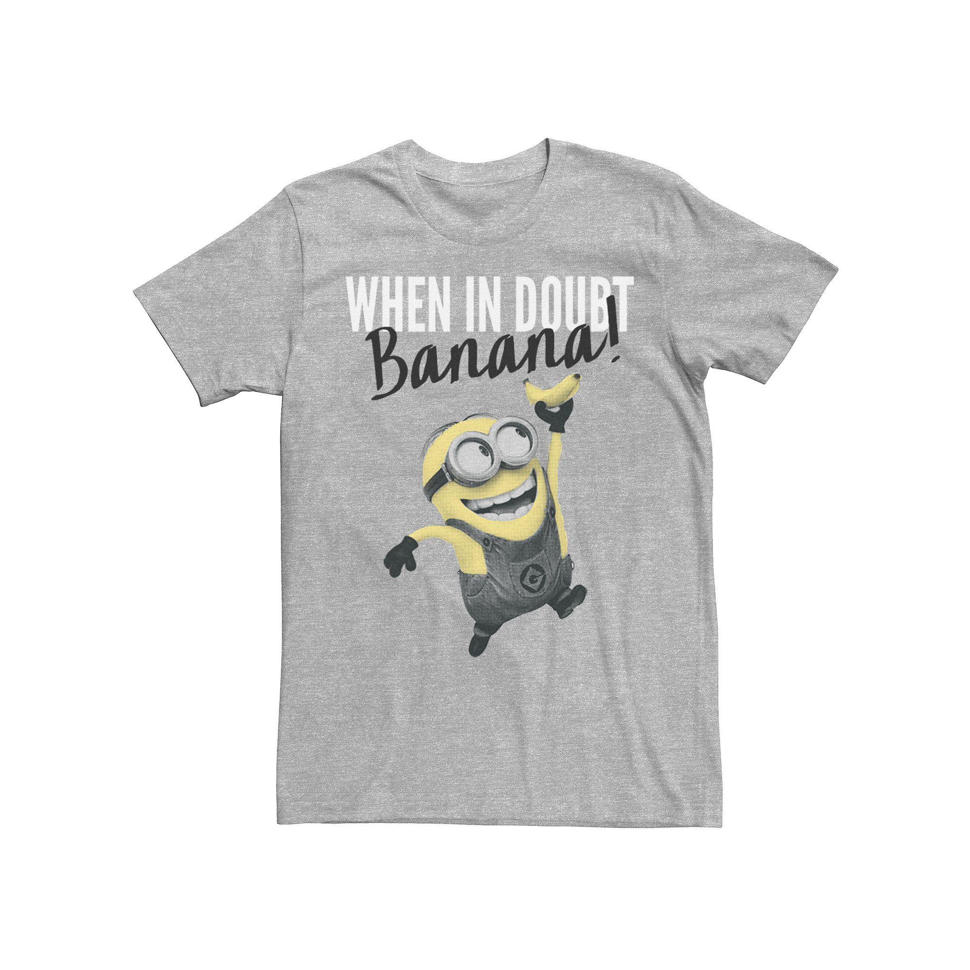 Men's Minions When In Doubt Banana Tee, Size: XL, Athletic Grey Product Image