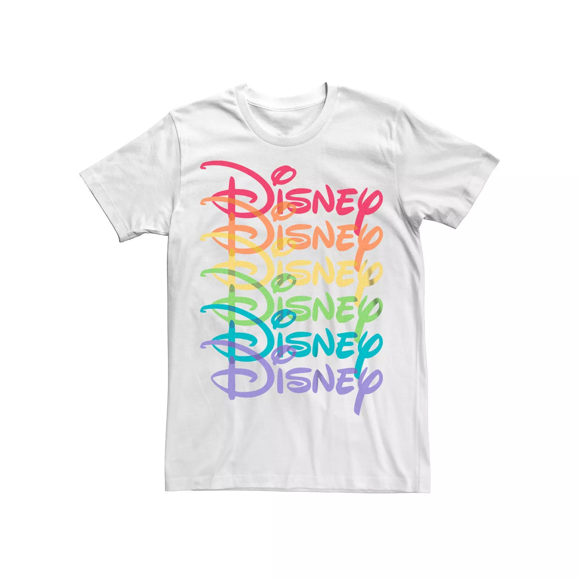 Disney's Rainbow Logo Stack Men's Graphic Tee, Size: XL, White Product Image