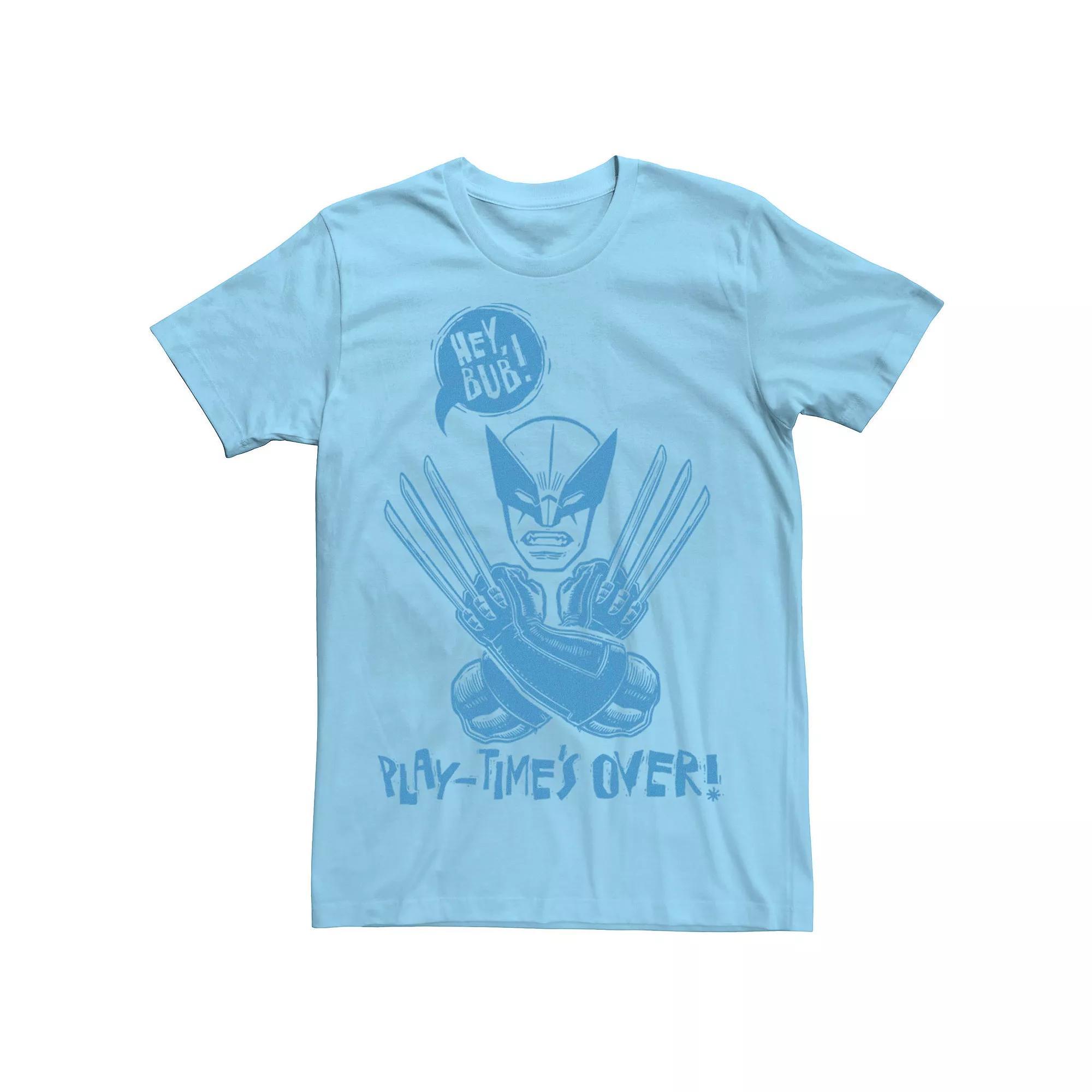 Men's Marvel Wolverine Play Times Over Tee, Size: Large, Light Blue Product Image