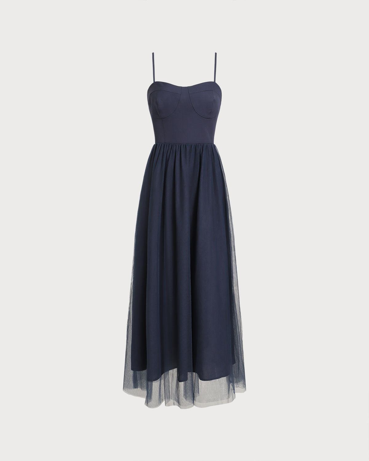 Blue Shirred Flowy Slip Maxi Dress Product Image