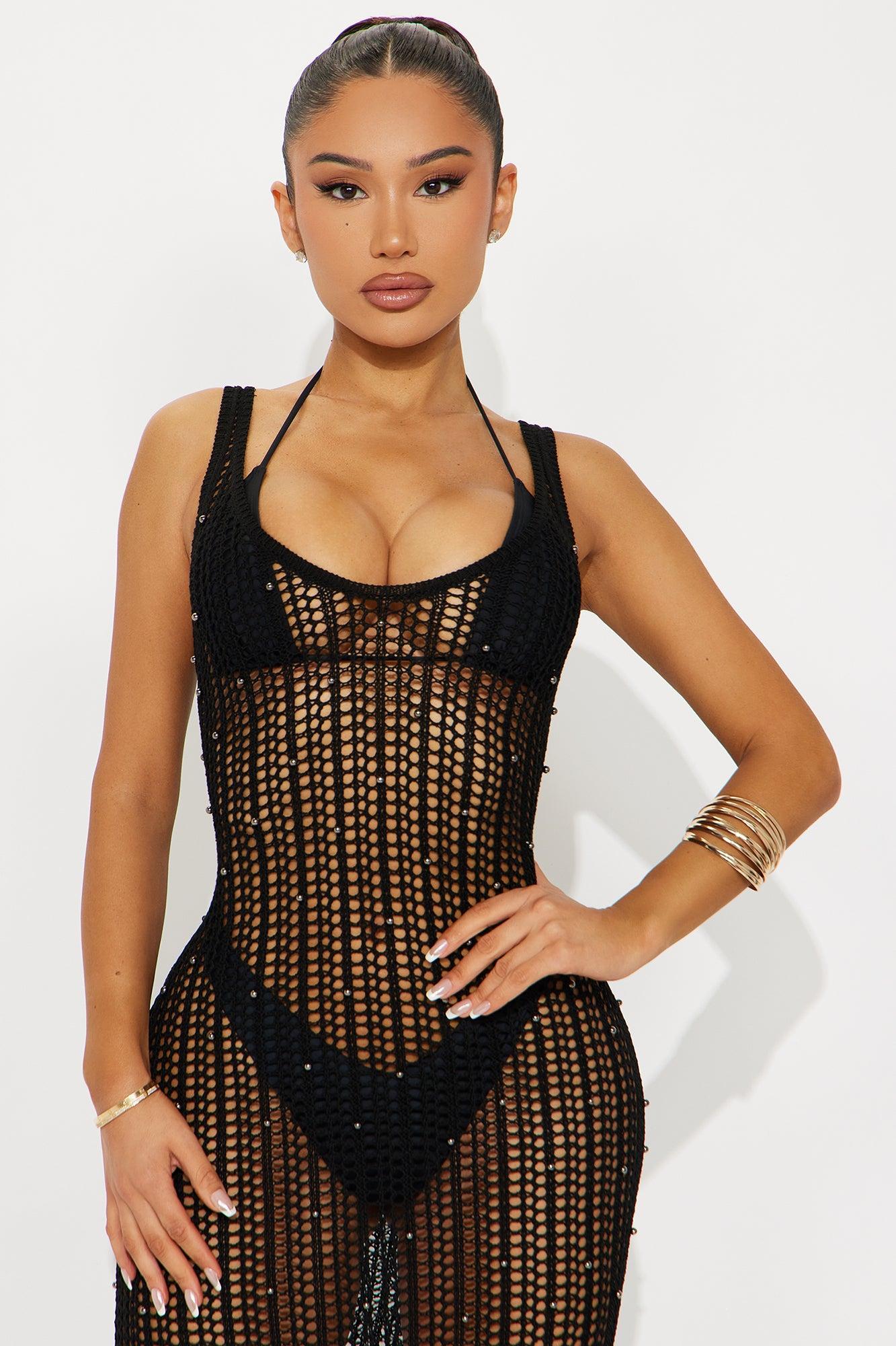 Rockin' It Crochet Maxi Dress - Black Product Image