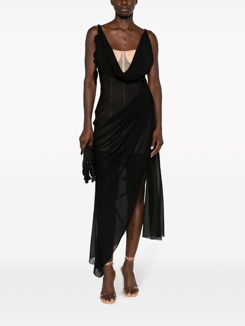 draped sheer silk dress Product Image