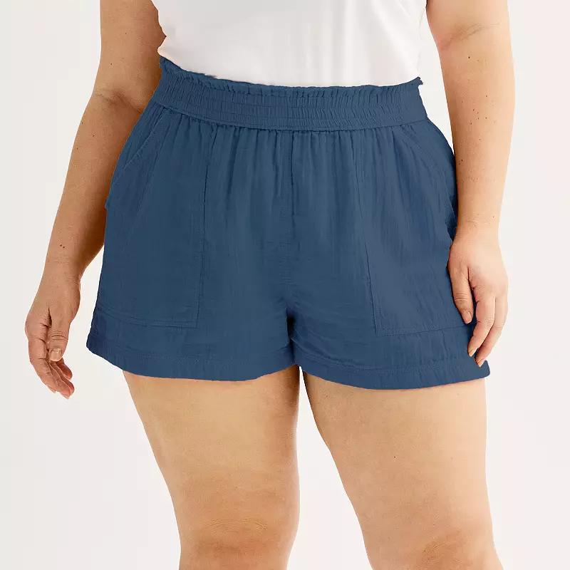 Juniors' Plus SO® High Rise Double Gauze Shorts, Girl's, Size: 3XL, Black Luxe Product Image