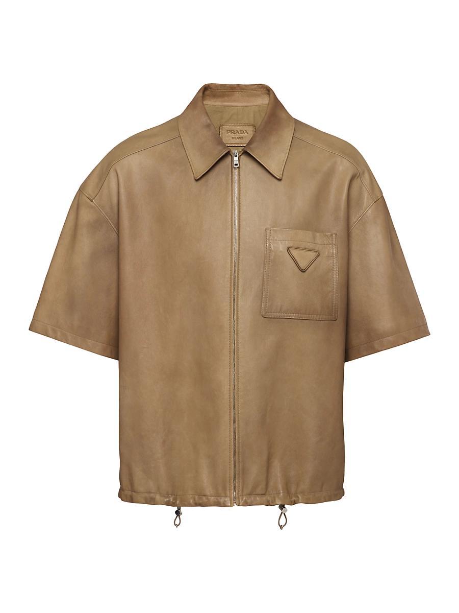 Mens Short-Sleeve Nappa Leather Shirt Product Image