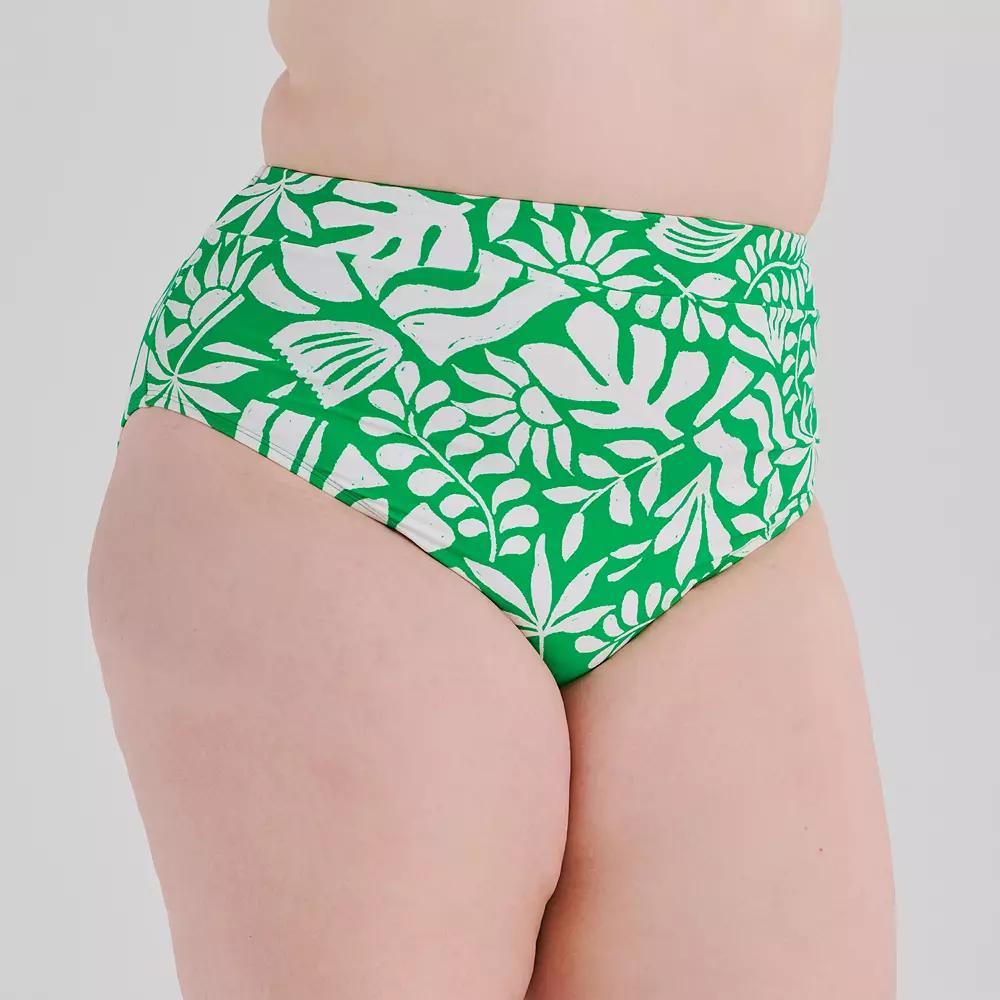 Plus Size Freshwater Banded High Leg Swim Bottoms, Women's, Size: 1XL, Bella Vita Product Image