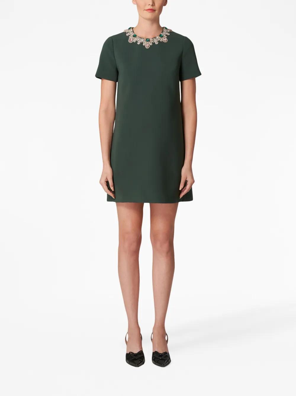 crystal-embellished short-sleeve shift dress Product Image