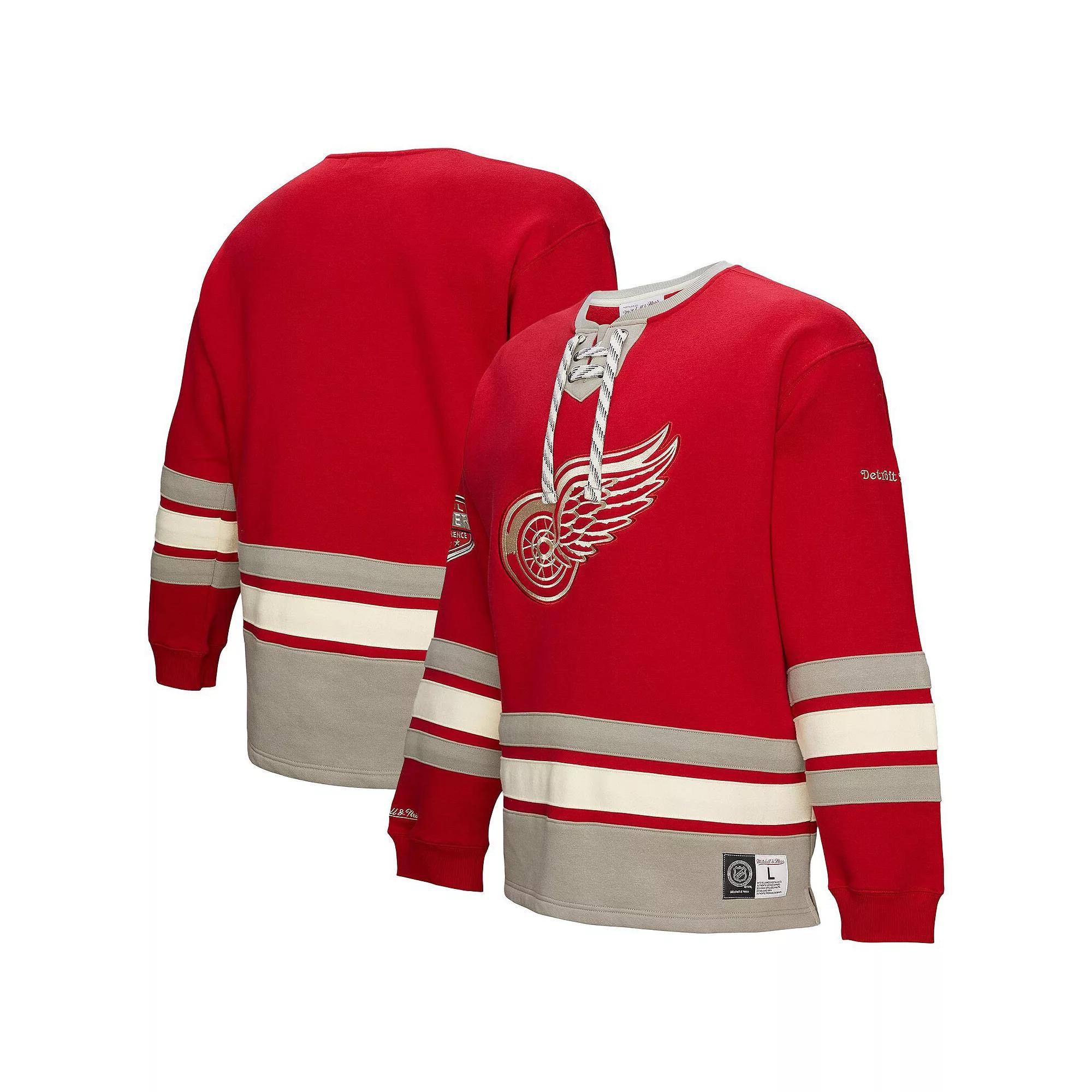 Men's Red Detroit Red Wings Heritage Lace-Up Pullover Sweatshirt, Size: Small Product Image