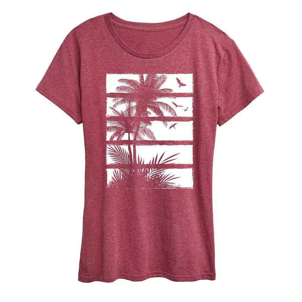 Womens Palm Tree Silhouette Panels Graphic Tee Blue Product Image