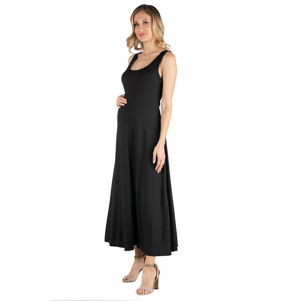 Maternity 24Seven Comfort Apparel Slim Fit A-Line Sleeveless Maxi Dress, Women's, Size: XL-Mat, Blue Product Image