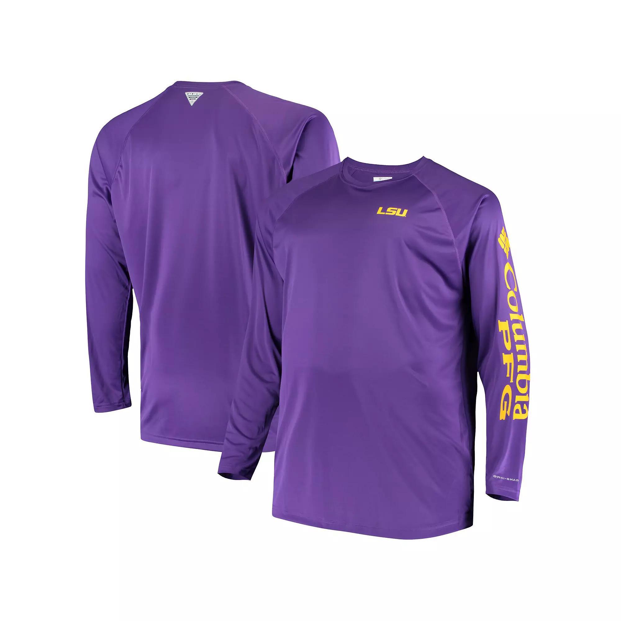 Men's Columbia Purple LSU Tigers Big & Tall Terminal Tackle Long Sleeve Omni-Shade T-Shirt, Size: 3XLT Product Image