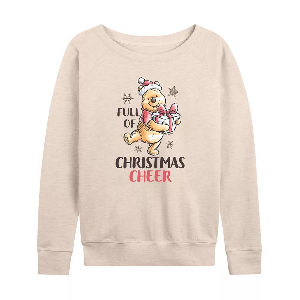 DIsney's Winnie The Pooh Women's Christmas Cheer French Terry Long Sleeve Tee, Size: Medium, Beige Product Image