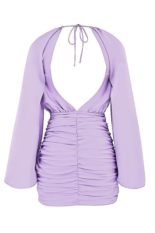 Kate  orchid satin wrap front mini dress Product Image