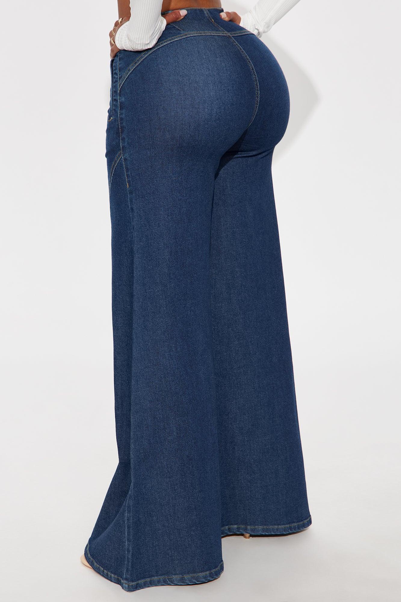 Verinique Mid Rise Wide Leg Denim Jeans - Dark Wash Product Image