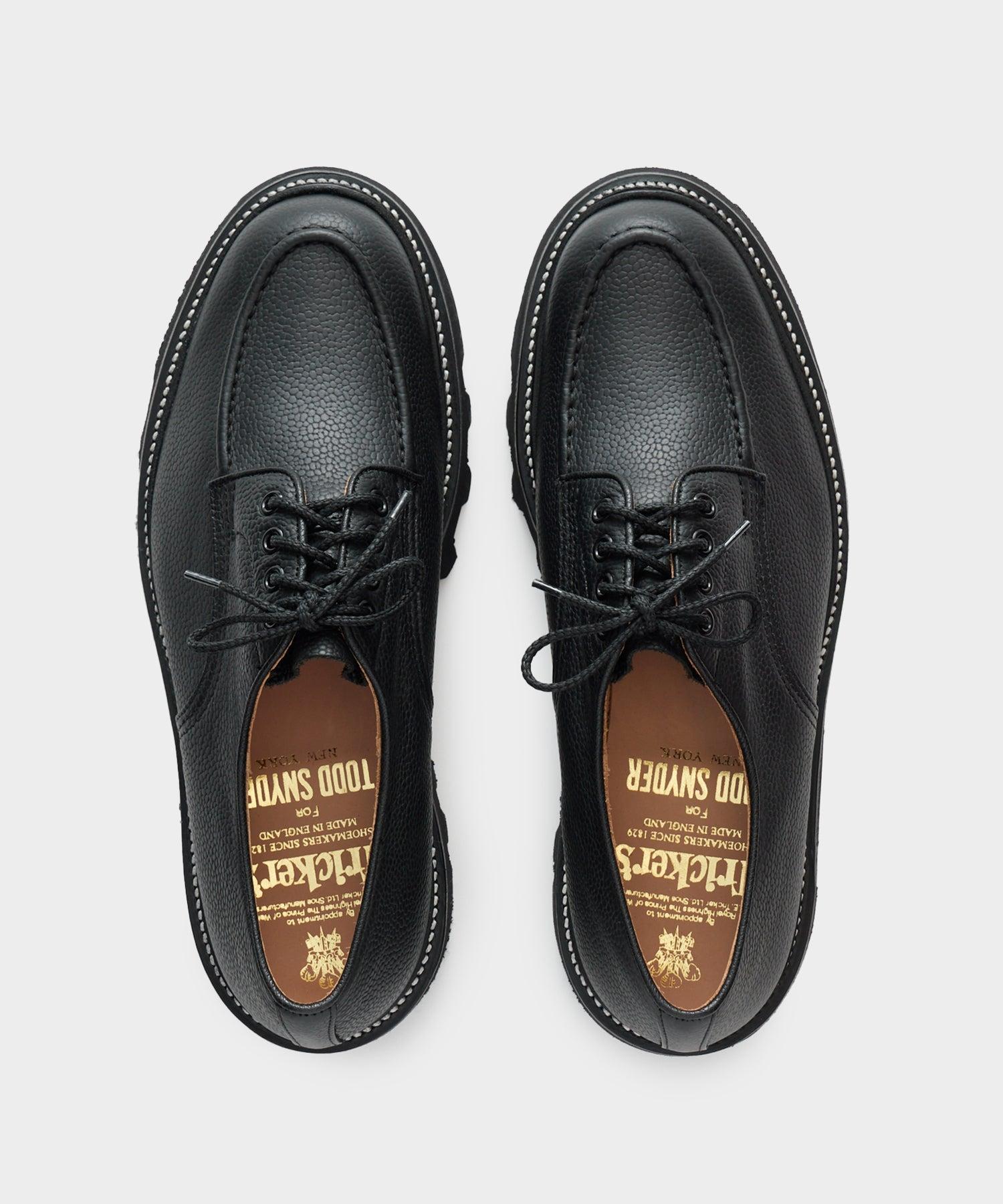 Todd Snyder x Tricker's Heath Derby Shoes in Black Scotch Grain Leather Product Image