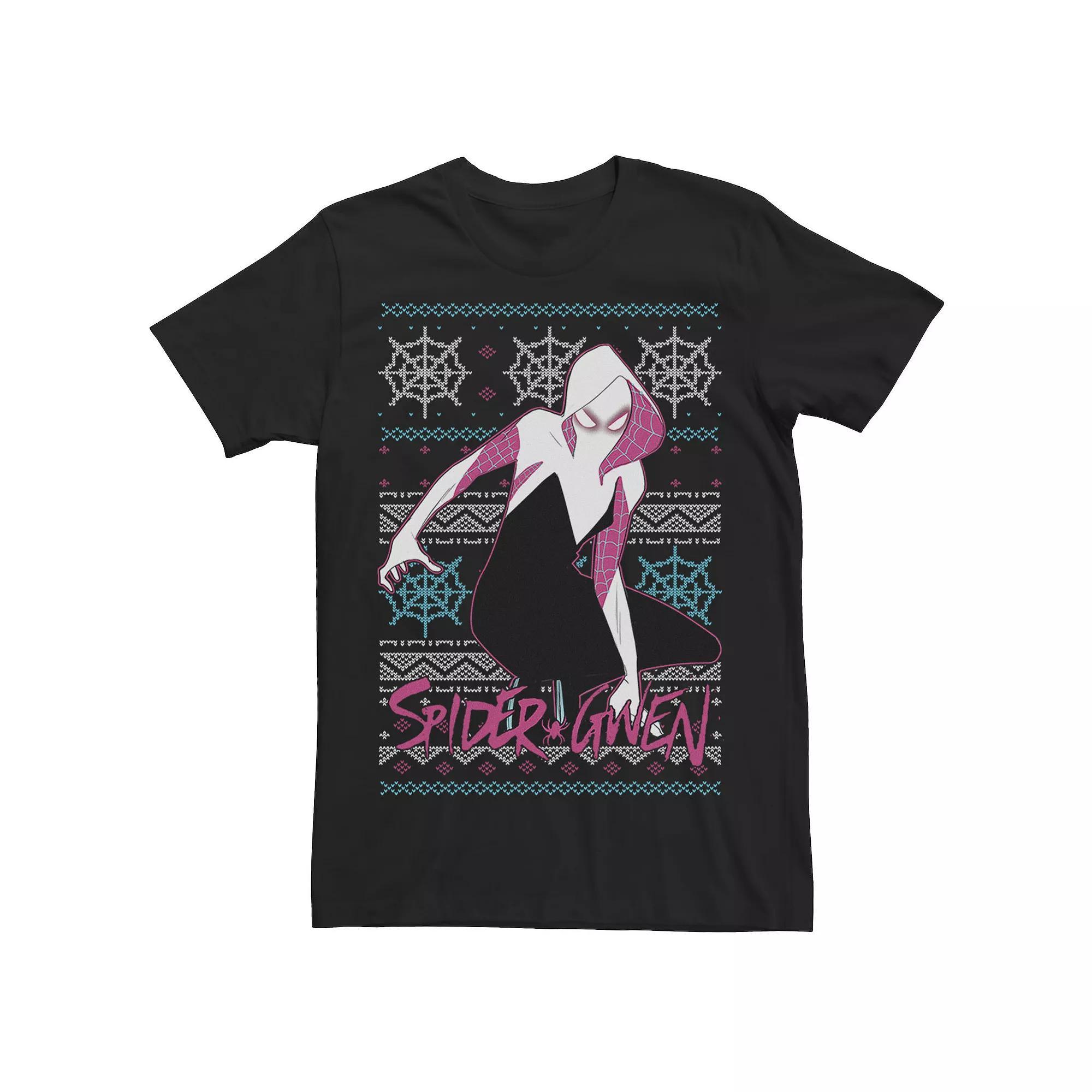 Big & Tall Marvel Spider Gwen Ugly Christmas Tee, Men's, Size: XXL Tall, Black Product Image