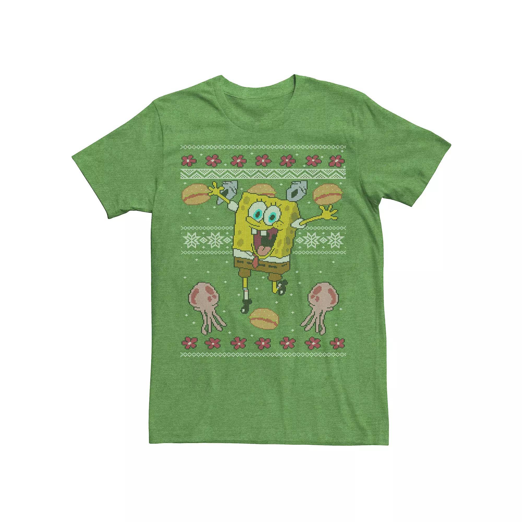 Men's Nickelodeon SpongeBob SquarePants Jellyfish Christmas Tee, Size: XL, Kelly Grey Product Image