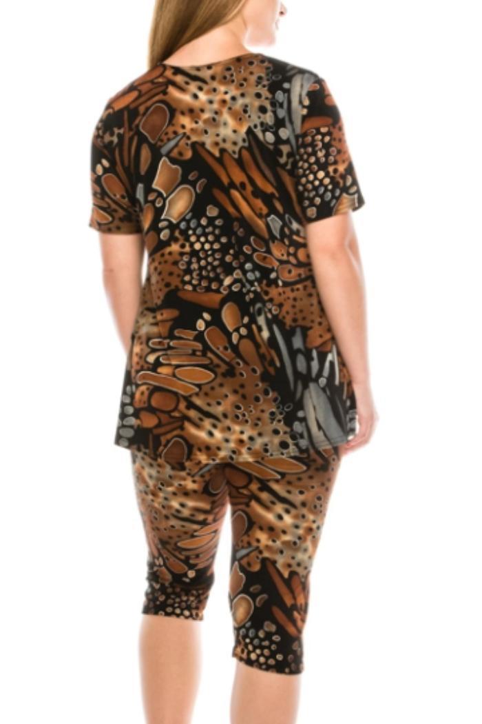 Bronze Brown Short Sleeve Capri Set Product Image