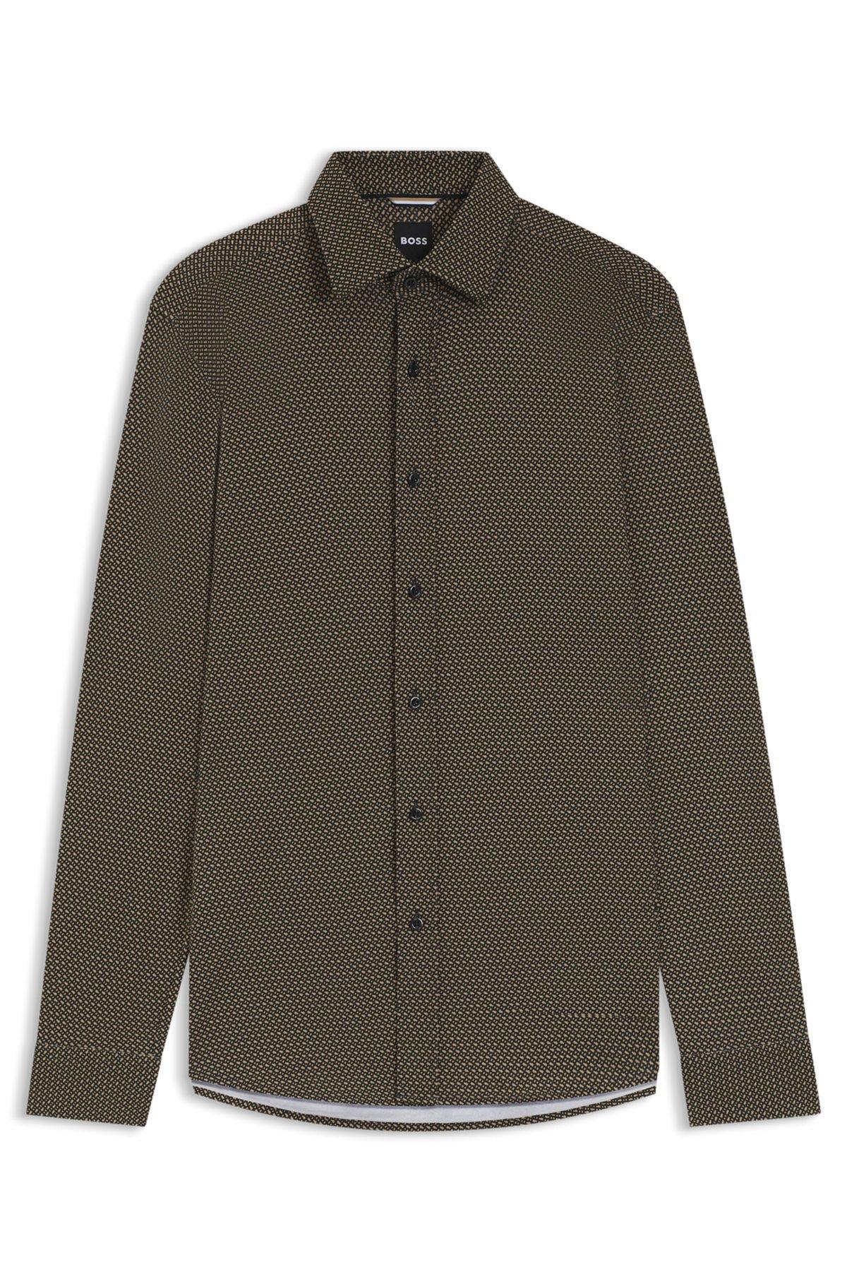 Slim-fit shirt in cotton with monogram print Product Image