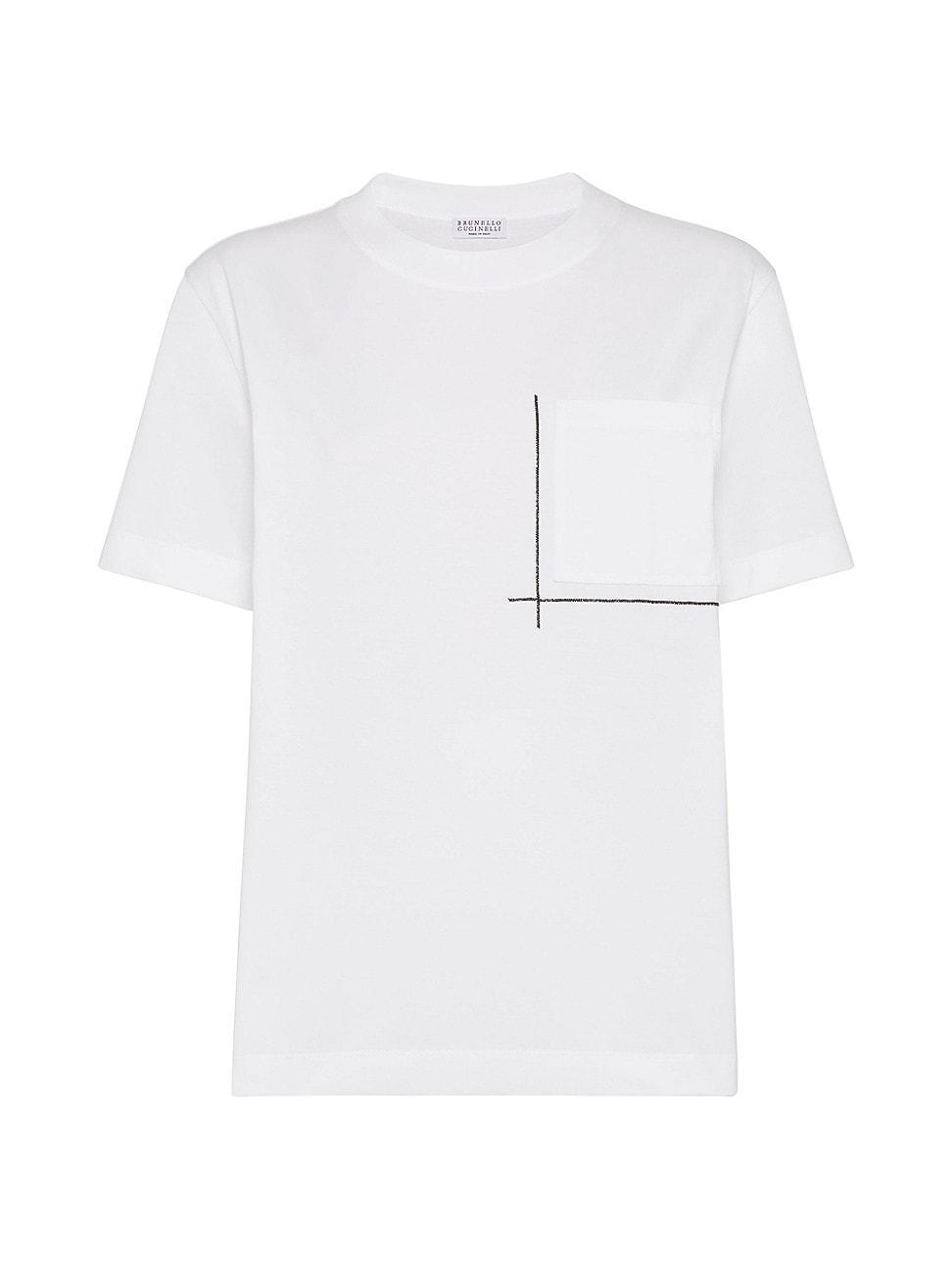 Womens Cotton Jersey T-Shirt with Shiny Pocket Detail Product Image