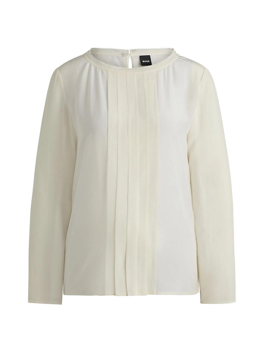 Womens Long Sleeved Blouse in Washed Silk Product Image